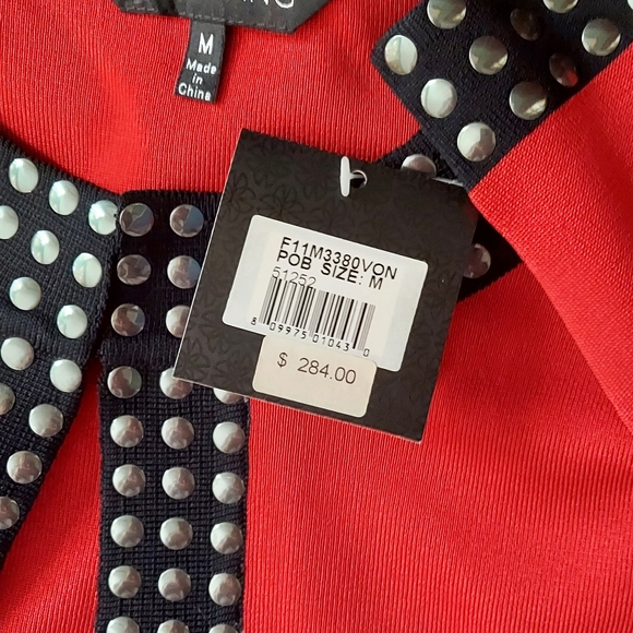 NWT Ming Wang Red and Black Studded Sweater ~sz MEDIUM - Picture 5 of 5